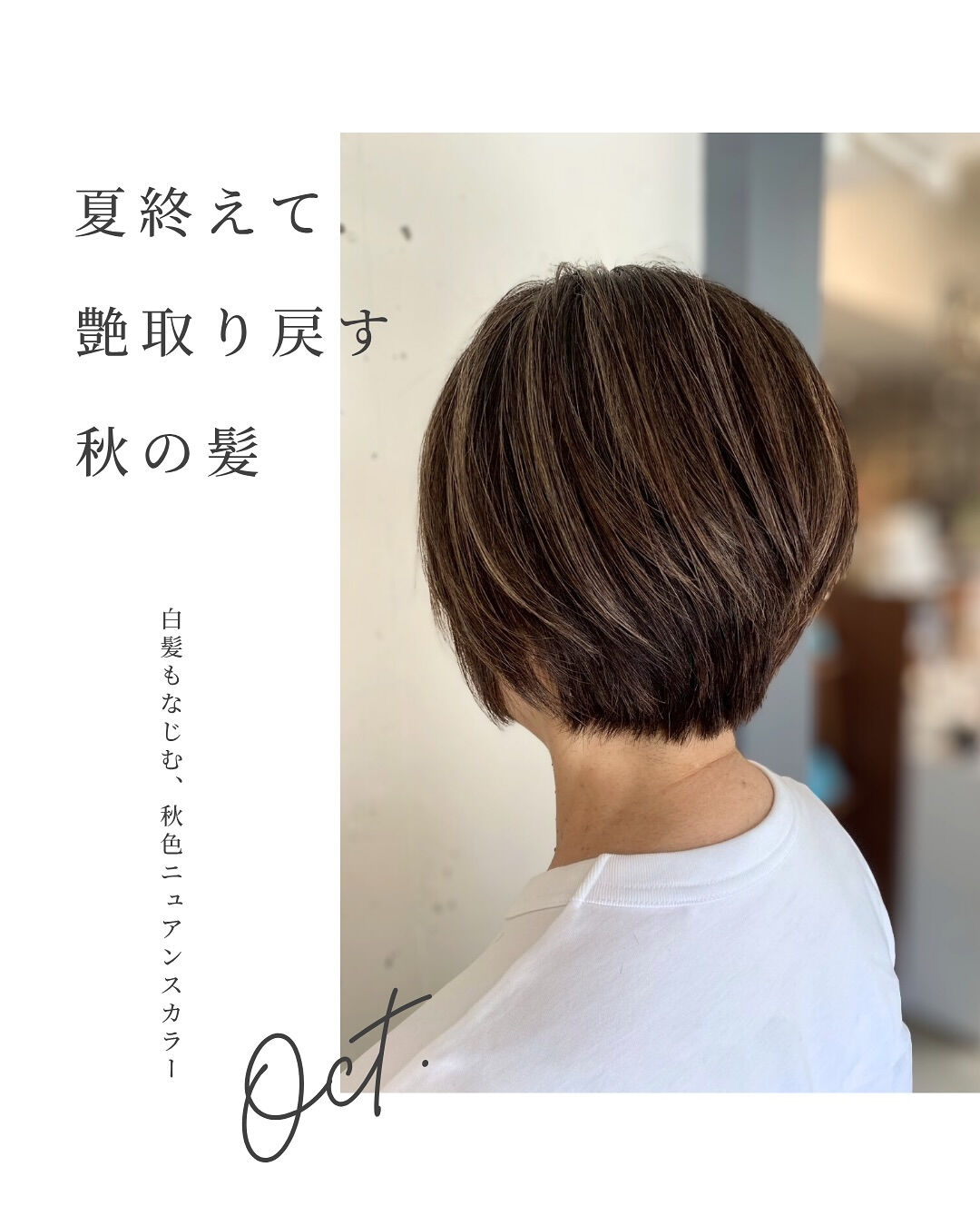 夏の紫外線や汗で疲れた髪、秋になってパサつきや色褪せ、白髪が